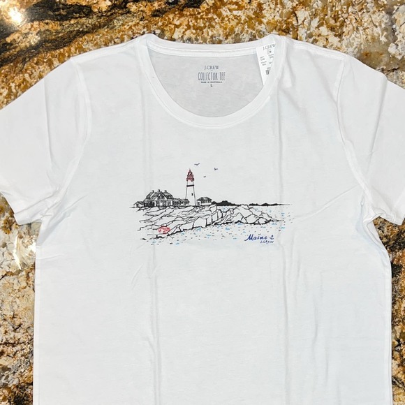 NWT J. Crew White W/Maine Lighthouse Graphic Tee - SIZE M - Picture 4 of 11